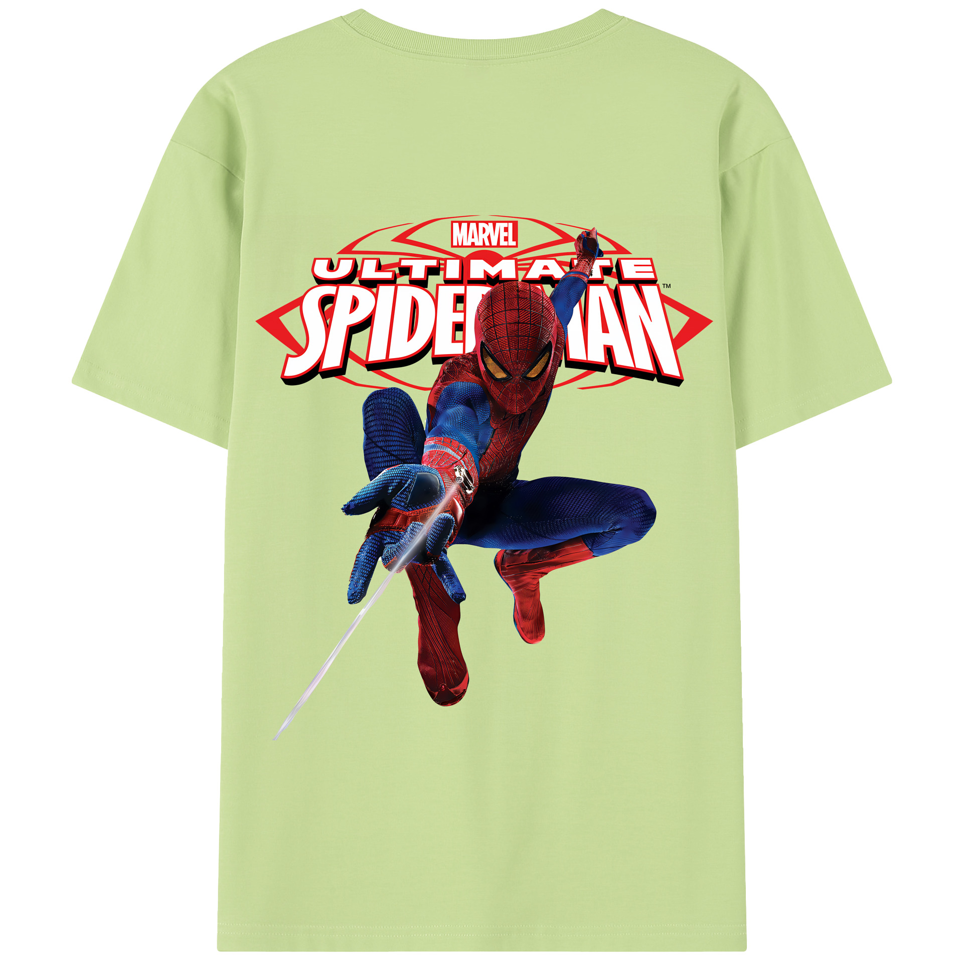 （画像用） Spider Man スパイダーマン 綿100％半袖Tシャツ（背面プリント）